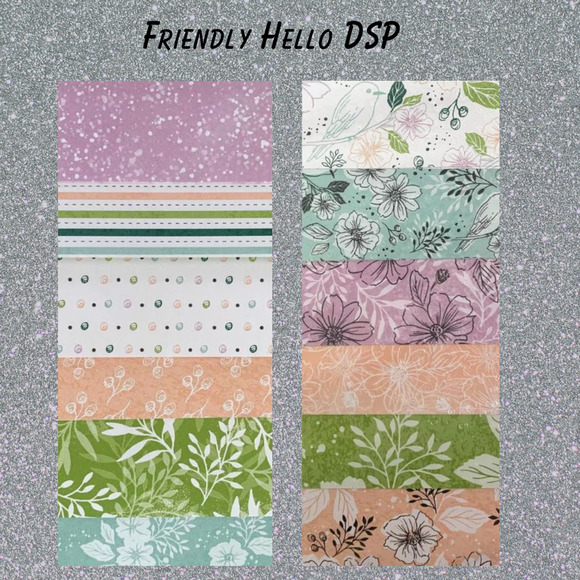 Stampin Up Friendly Hello Bundle Stamp Set & 12x12 Designer Series Paper DSP - Picture 8 of 10